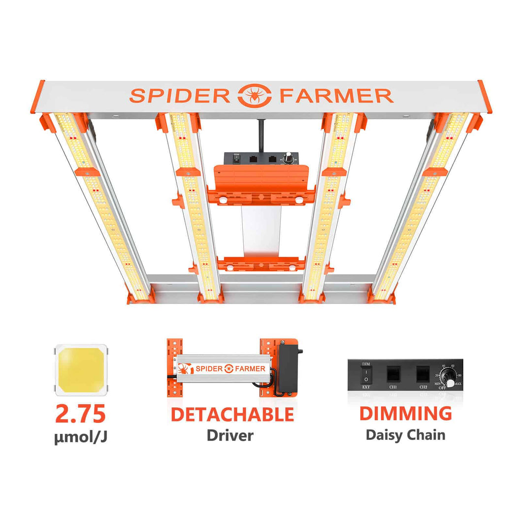 Spider Farmer G3000 300 W 2,75 µmol/J LED-Wachstumslicht dimmbar