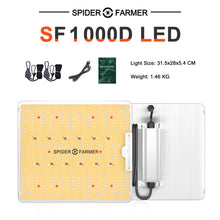 Afbeelding in Gallery-weergave laden, Spider Farmer SF1000D 100W 2,5 umol/J Full Spectrum LED Grow Light
